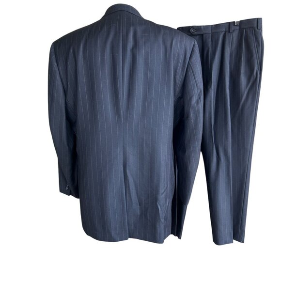 Hart Schaffner Marx Gold Trumpeter Dark Navy Pinstripe Wool Suit Size 42 R - Picture 2 of 12